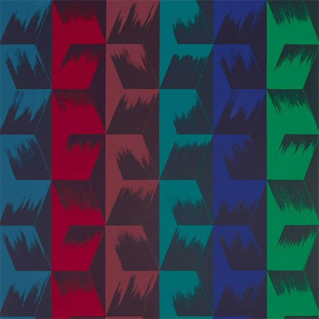 Zoffany Rhombi Stripe Fabric in Jewel For Sale