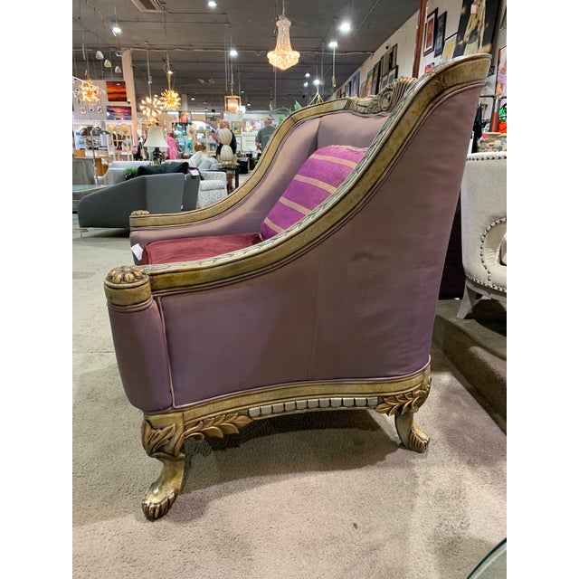 Add a touch of romantic grandeur to your interior with this Lavender Silk Accent Sofa Chair, an exquisitely designed...
