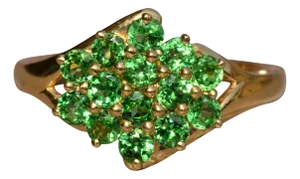 The Corcoran: Contemporary Chrome Diopside Cluster Ring in 14 Karat Yellow Gold