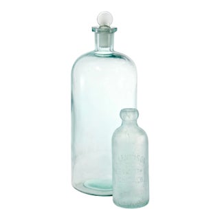 Antique Aqua Apothecary Bottles - a Pair For Sale