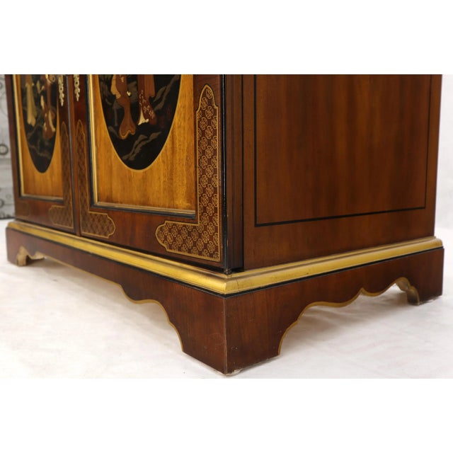 Chocolate Painted Chinoiserie Two Doors Server Cabinet by Drexel For Sale - Image 8 of 13