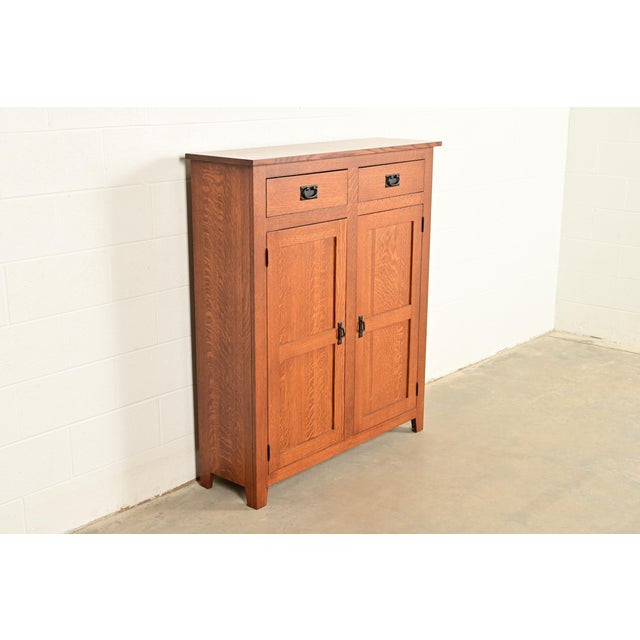 L. & J.G. Stickley, Inc. Stickley Style Mission Oak Arts & Crafts Bookcase or Bar Cabinet For Sale - Image 4 of 16