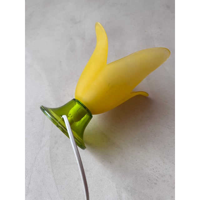 Vintage Glass Table Lamp in Yellow and Green Glass, 1980s For Sale - Image 11 of 12