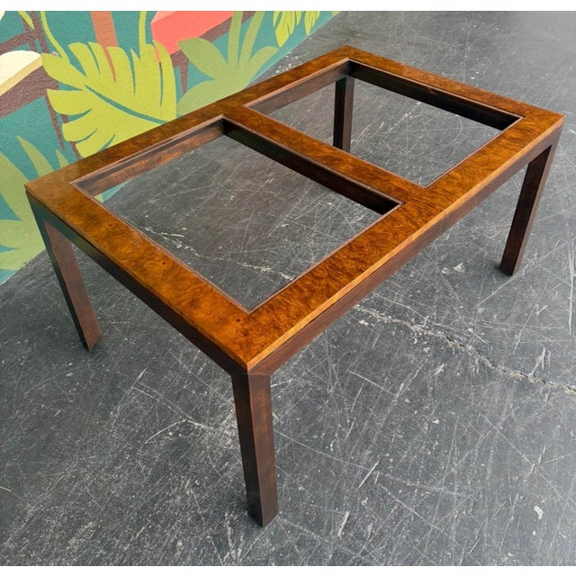 Mid-Century Modern Century Burl & Smoked Glass Dining Set For Sale - Image 3 of 17