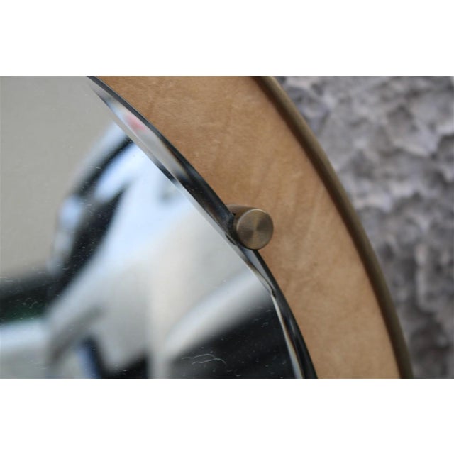 Wood Italian Round Mirror by Santambrogio & De Berti, 1950 For Sale - Image 7 of 13