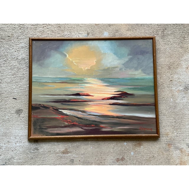 Vintage Framed Seascape Oil Painting For Sale - Image 10 of 12