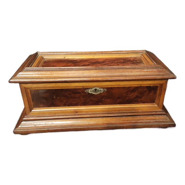 Late 19th Century Victorian Burl Veneer Jewelry or Document Casket Box For Sale