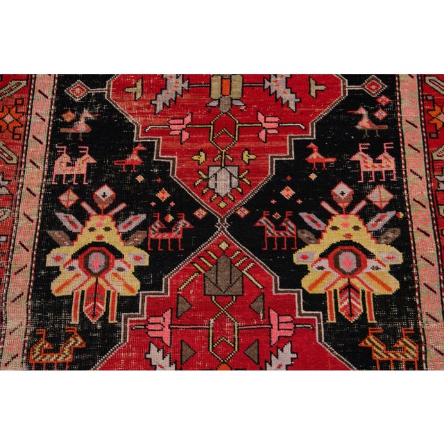 Red Mid-20th Century Vintage Runner Rug 3' 10'' X 10'. For Sale - Image 8 of 13