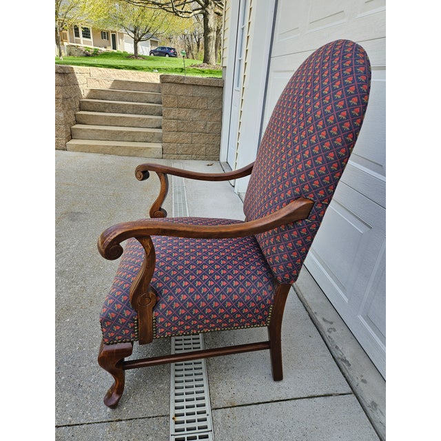 Early 20th Century Antique Victorian Style Upholstered Arm Chair For Sale - Image 5 of 11