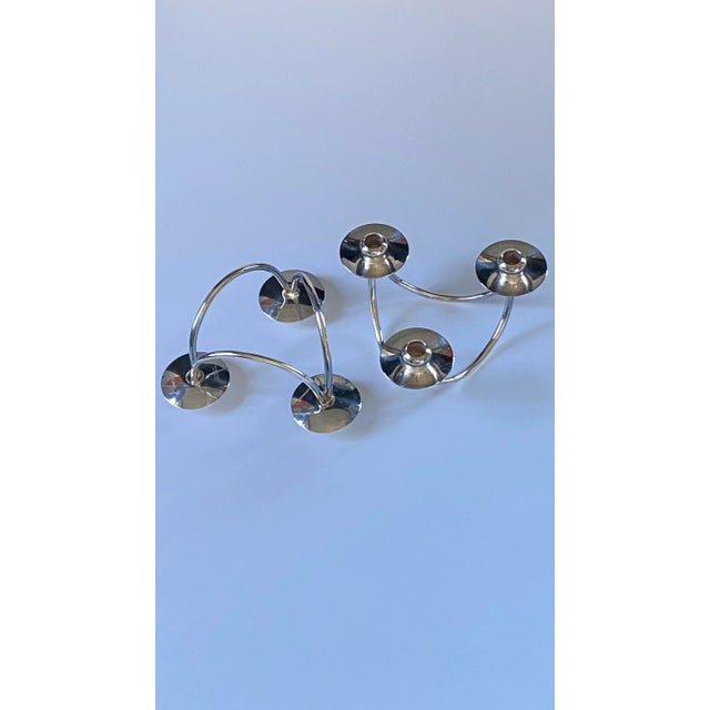 1960’s Berg of Denmark Mid-Century 3 Arms Silver Plated Candle Stick Holder For Sale In San Francisco - Image 6 of 11