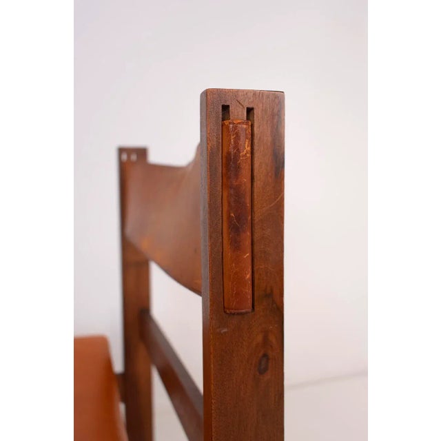 Spanish Rationalist Style Chair in Wood and Leather For Sale - Image 10 of 11