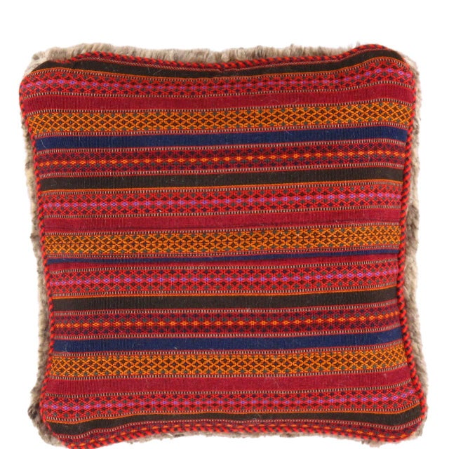 This Gabbeh pillow is made of high-quality LAMBS WOOL The piece was crafted with good workmanship. Gabbeh rugs are made by...