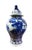 Superb hand-painted cobalt blue and white Chinoiserie porcelain temple jar featuring a detailed baluster form with hand-...