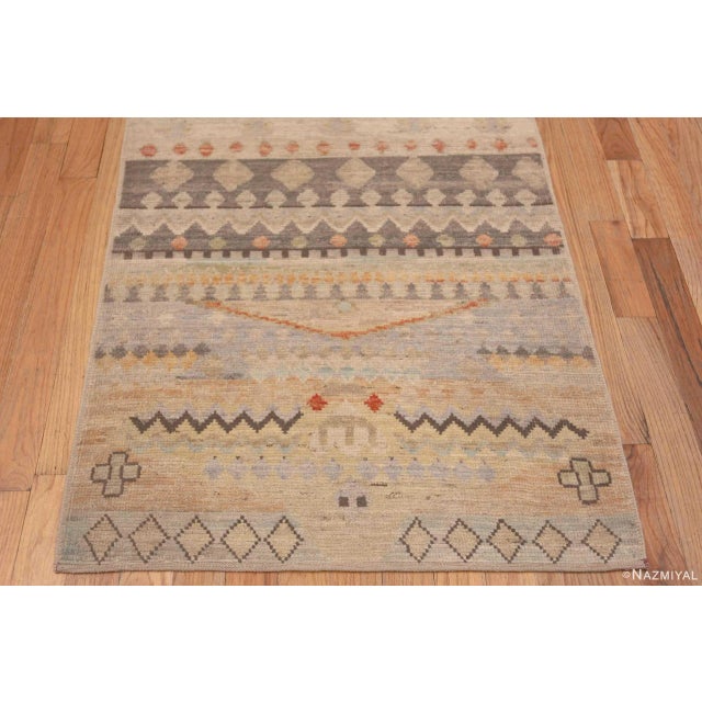 Tribal Artistic Tribal Geometric Design Modern Hallway Runner Rug For Sale - Image 3 of 6