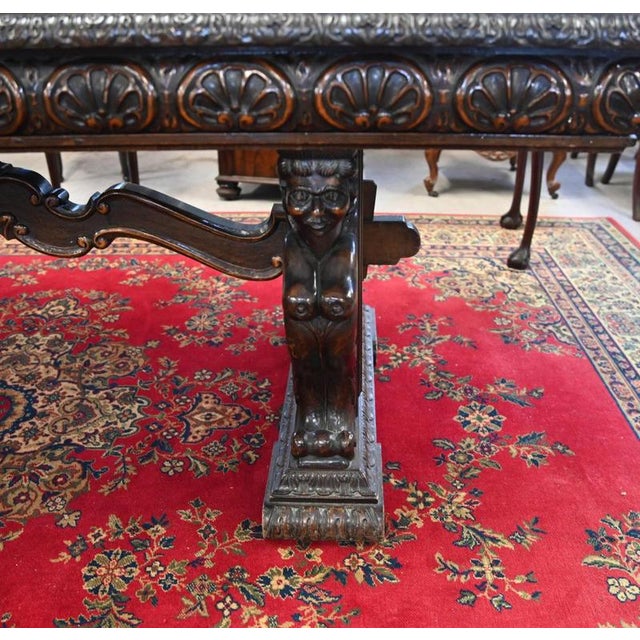 Italian Dining Table Carved Walnut 12 Seater, 1860 For Sale - Image 3 of 5