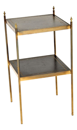 Vintage Brass and Leather Side Table, 1960s
