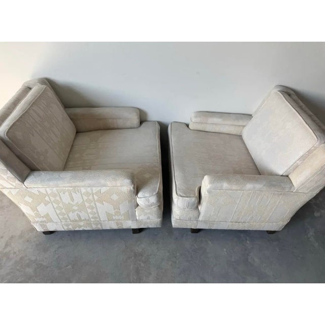 Wood 1970’s Mid-Century Modern Dunbar-Style Upholstered Lounge Chairs – A Pair/ Sold For Sale - Image 7 of 12