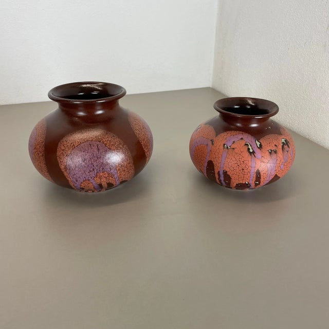 Article: Set of two ceramic vase elements Producer: Steuler, Germany Decade: 1970s Description: These original vintage...