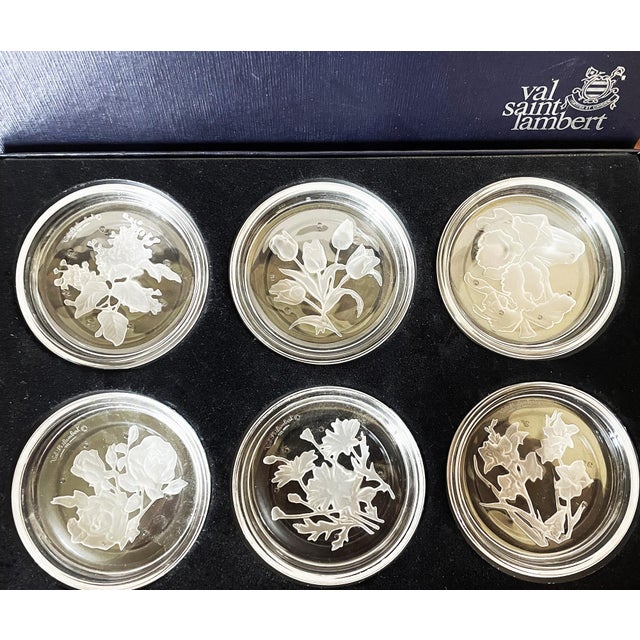 Vintage Crystal Coasters from Val Saint Lambert, 1970s, Set of 6 For Sale - Image 4 of 11