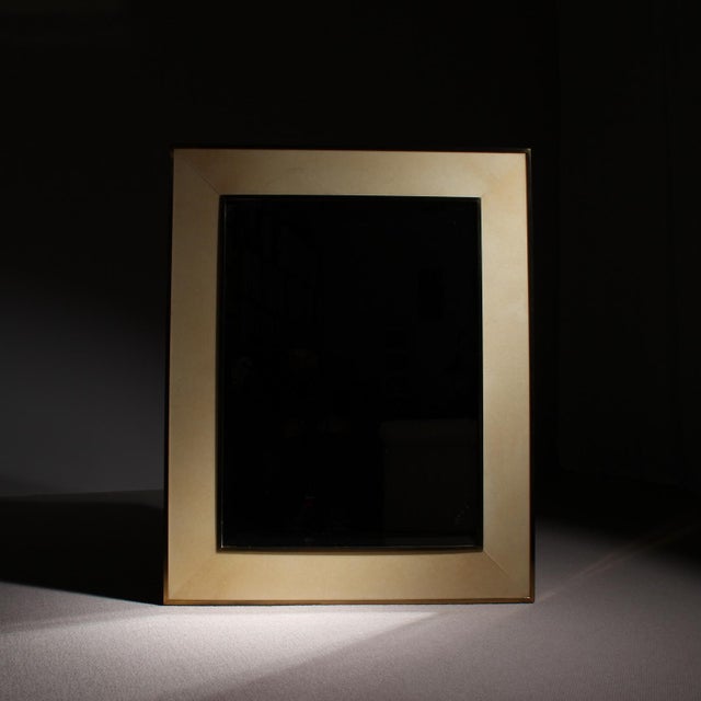 1970s Lacquered Goatskin Parchment Wall Mirror by Aldo Tura, 1970s For Sale - Image 5 of 11