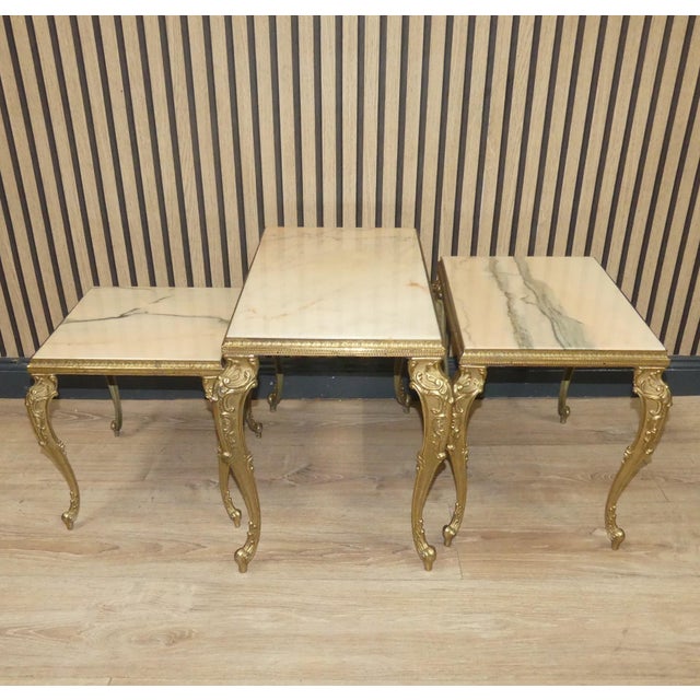 Hollywood Regency Nesting Tables in Marble, 1960s, Set of 3 For Sale - Image 4 of 12