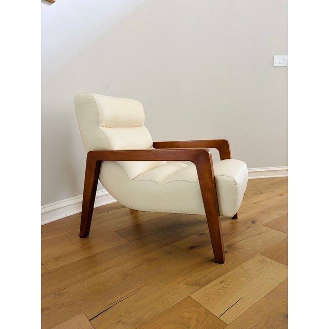 Cream Modern Contemporary Lounge Chair by Opulence Home in Cream Upholstery For Sale - Image 8 of 10