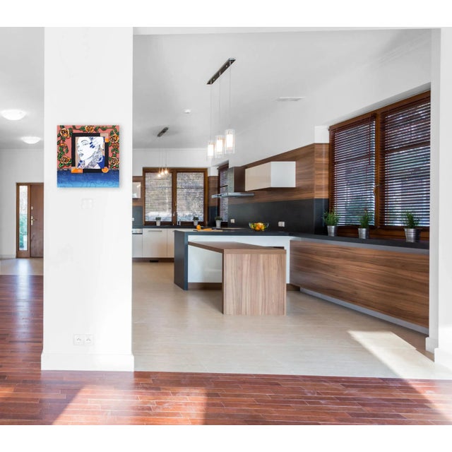 Blue Holy Moly Her Earrings Icier Than Bolis - Abstract Colorful Portrait Original Artwork by Danny Brown For Sale - Image 8 of 9