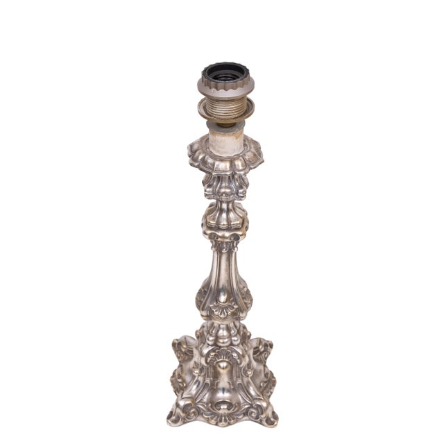 Rococo Silver Plated Table Lamps, 1920s, Set of 2 For Sale - Image 6 of 14