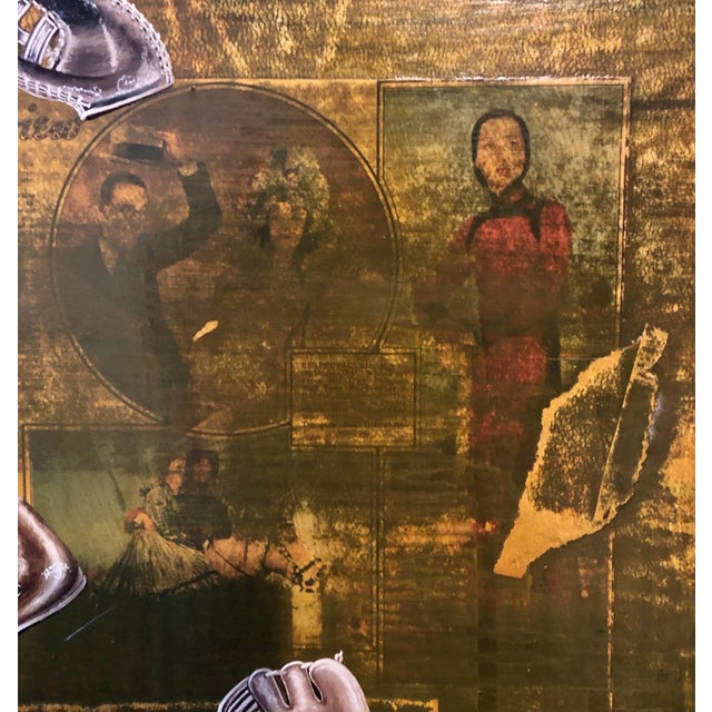 Patrick LoCicero, Abstract Mixed Media Collage Oil Painting Sports, Leather Baseball Mitts For Sale - Image 4 of 13