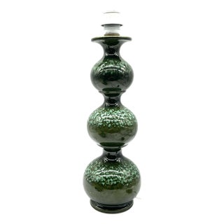 Large Space Age Table Lamp with Monumental 48cm Ceramic Base in Emerald Green from Kaiser Leuchten For Sale