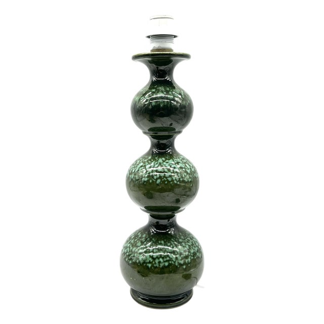 Large Space Age Table Lamp with Monumental 48cm Ceramic Base in Emerald Green from Kaiser Leuchten For Sale