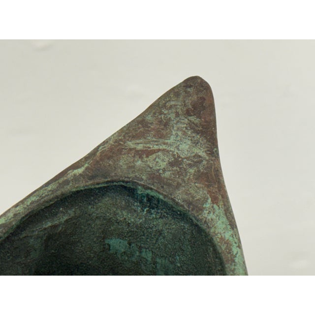 Sculptural Metal Vase + Stand, Vintage For Sale - Image 9 of 12
