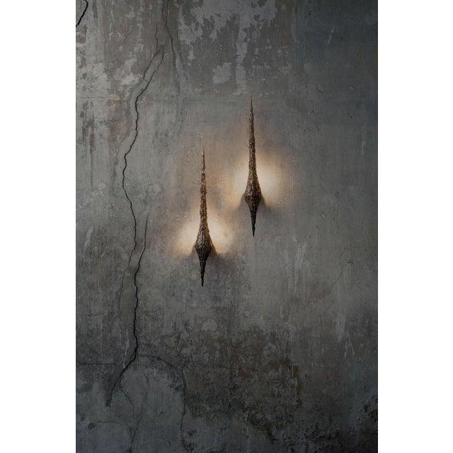 Contemporary High and Dry Sconce in Patinated Cast Bronze by William Guillon For Sale - Image 3 of 17