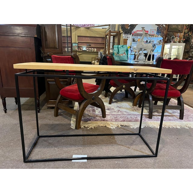 Modern Industrial Solid Wood & Black Metal Console Table/Entryway/Sofa Table For Sale In Philadelphia - Image 6 of 7