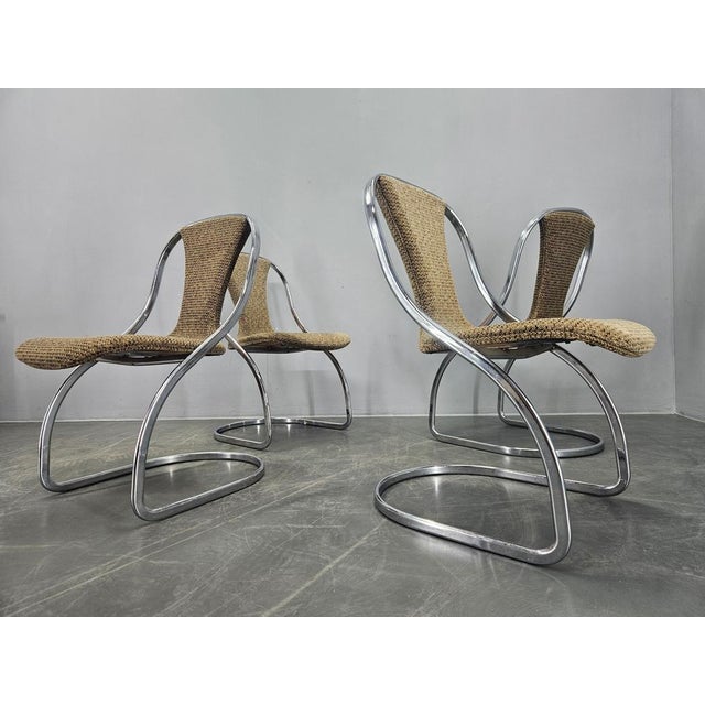 Mid-Century Modern Mid-Century Dining Chairs in the style of Gastone Rinaldi, Italy, 1970s, Set of 4 For Sale - Image 3 of 16