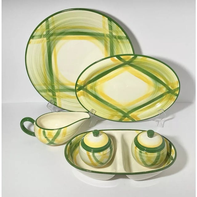 Mid-Century Modern 1950s Metlox “Gingham” 6-Piece Ceramic Dinnerware Serving Hostess Set For Sale - Image 3 of 10