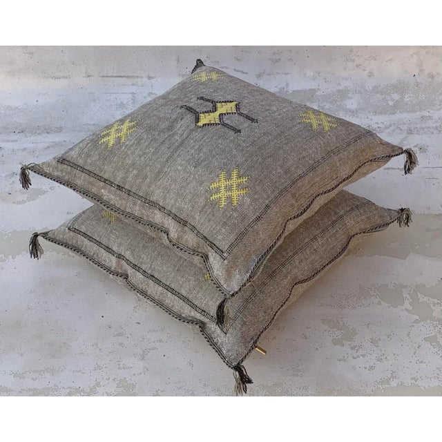 Moroccan Natural Moroccan Light Gray Sabra Pillow - a Pair For Sale - Image 3 of 11