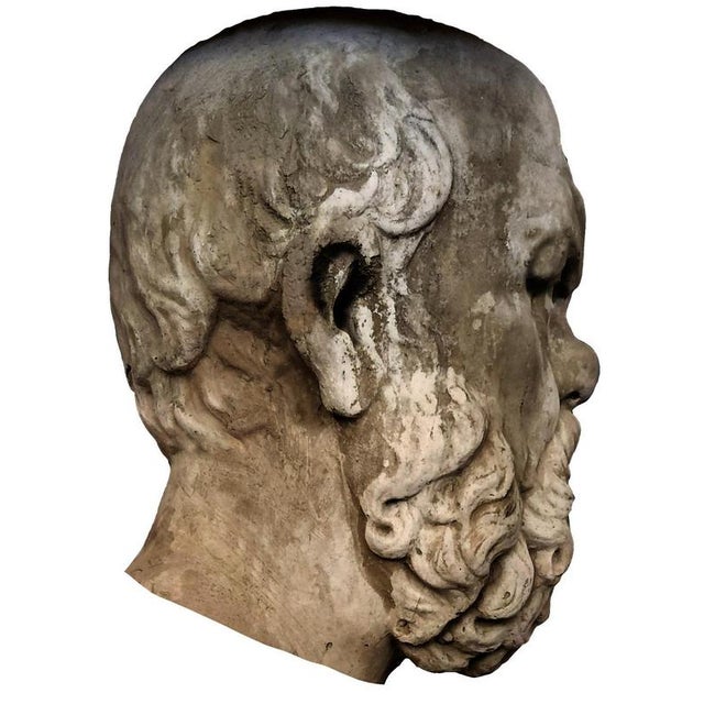Concrete Head of the Philosopher Socrates from the Herm of Villa Alban 20th Century For Sale - Image 5 of 6