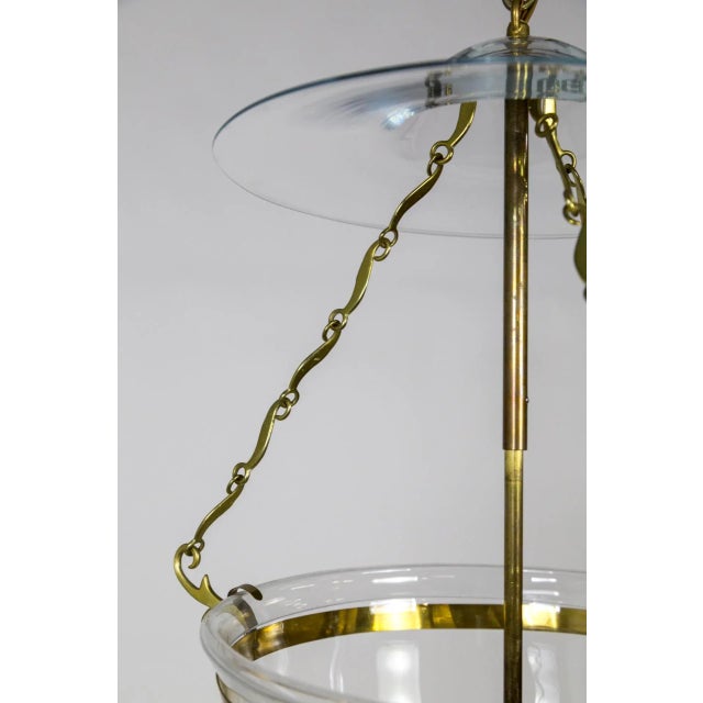 Brass 1980s Belle Epoque Style Brass & Glass Bell Jar Lantern With Smoke Bell & Swirling Chain For Sale - Image 8 of 12