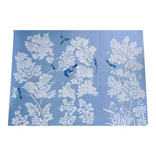 Hand-Painted Chinoiserie Wallpaper Panels - Set of 3 For Sale
