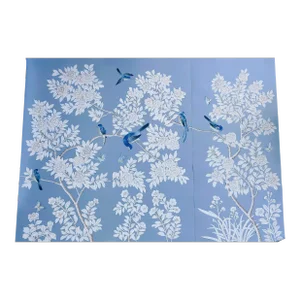 Hand-Painted Chinoiserie Wallpaper Panels - Set of 3