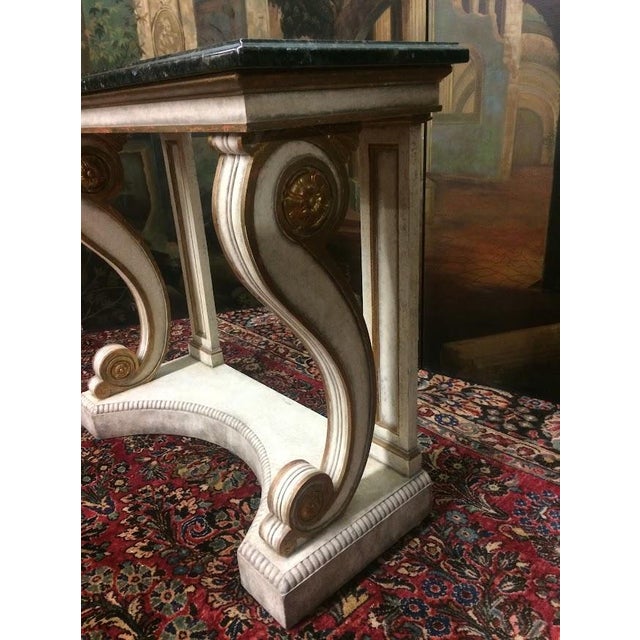 Item: Vintage Console Table with Granite Top. Age & Condition: Circa 1990. Good condition. No defects noted. Dimensions:...