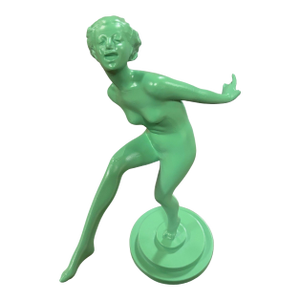 Frankart Style Art Deco Dancing Nymph Green Spelter Metal Statue
