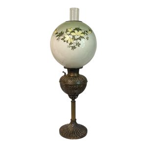 Antique Late 19th Century Bradley Hubbard Hand Painted Opaline Converted Oil Lamp