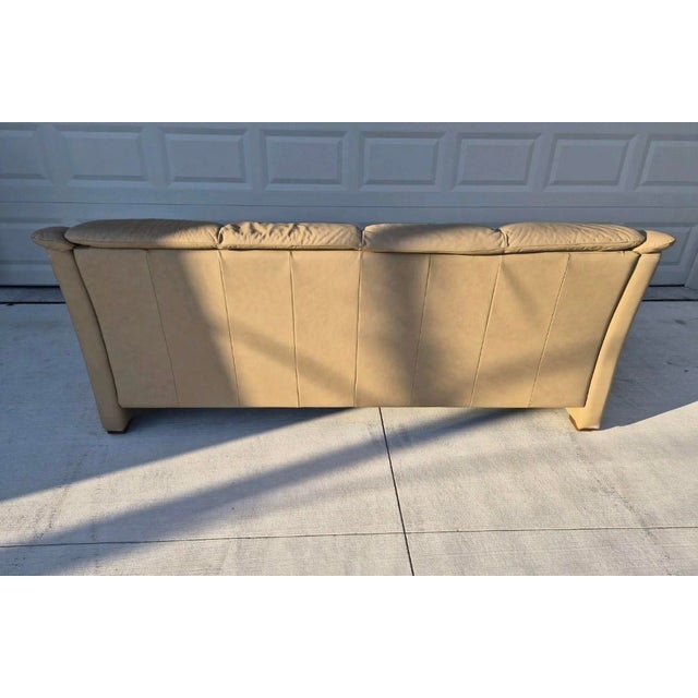 1990s 1990s Ekornes Oslo Beige Wood Trim Sofa For Sale - Image 5 of 6