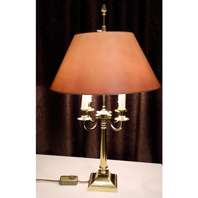 Brass 4-Light Table Lamp with Fabric Shade from Schulz & Adam, 1970s For Sale - Image 10 of 12