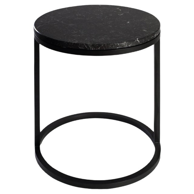 Modern Diana Round Coffee Table with Powder Coated Steel and Marble by Casa Botelho For Sale