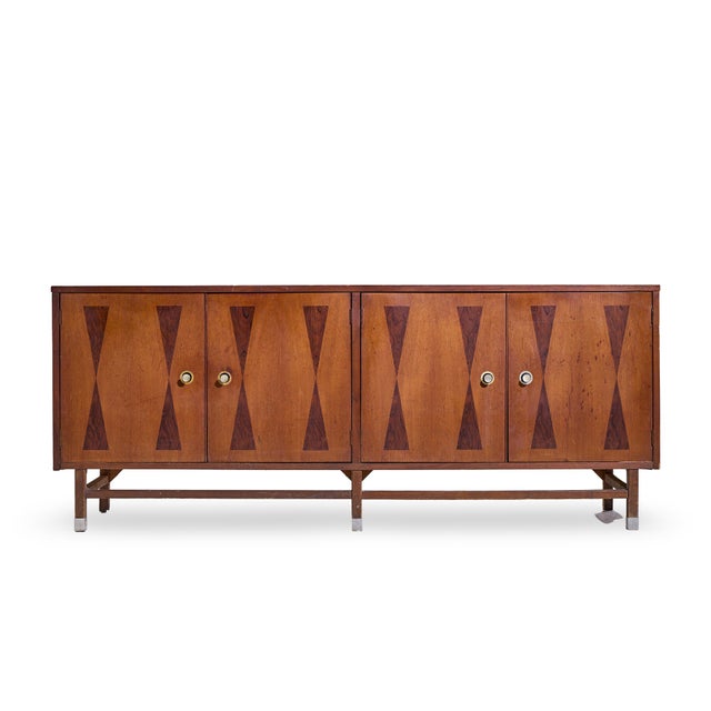 Stanley Mid Century Walnut Harlequin Credenza This credenza measures: 72 wide x 18 deep x 29 inches high Fair Vintage...