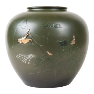 Mid 19th Century Japanese Lacquer Over Metal Vase For Sale