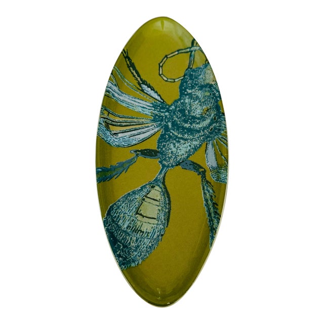 Vintage Oval Ceramic Trinket Tray With Insect For Sale